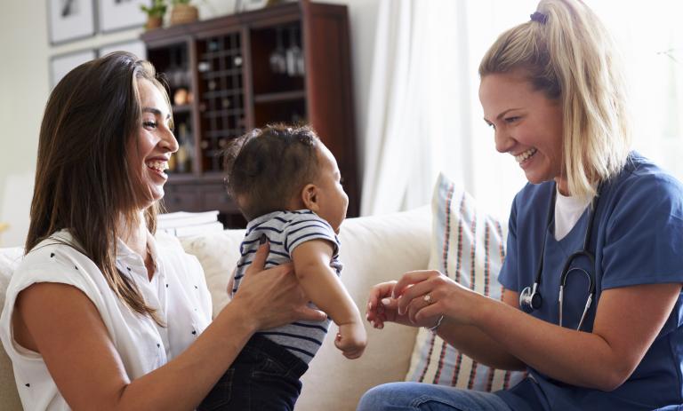 nurse with parent and child