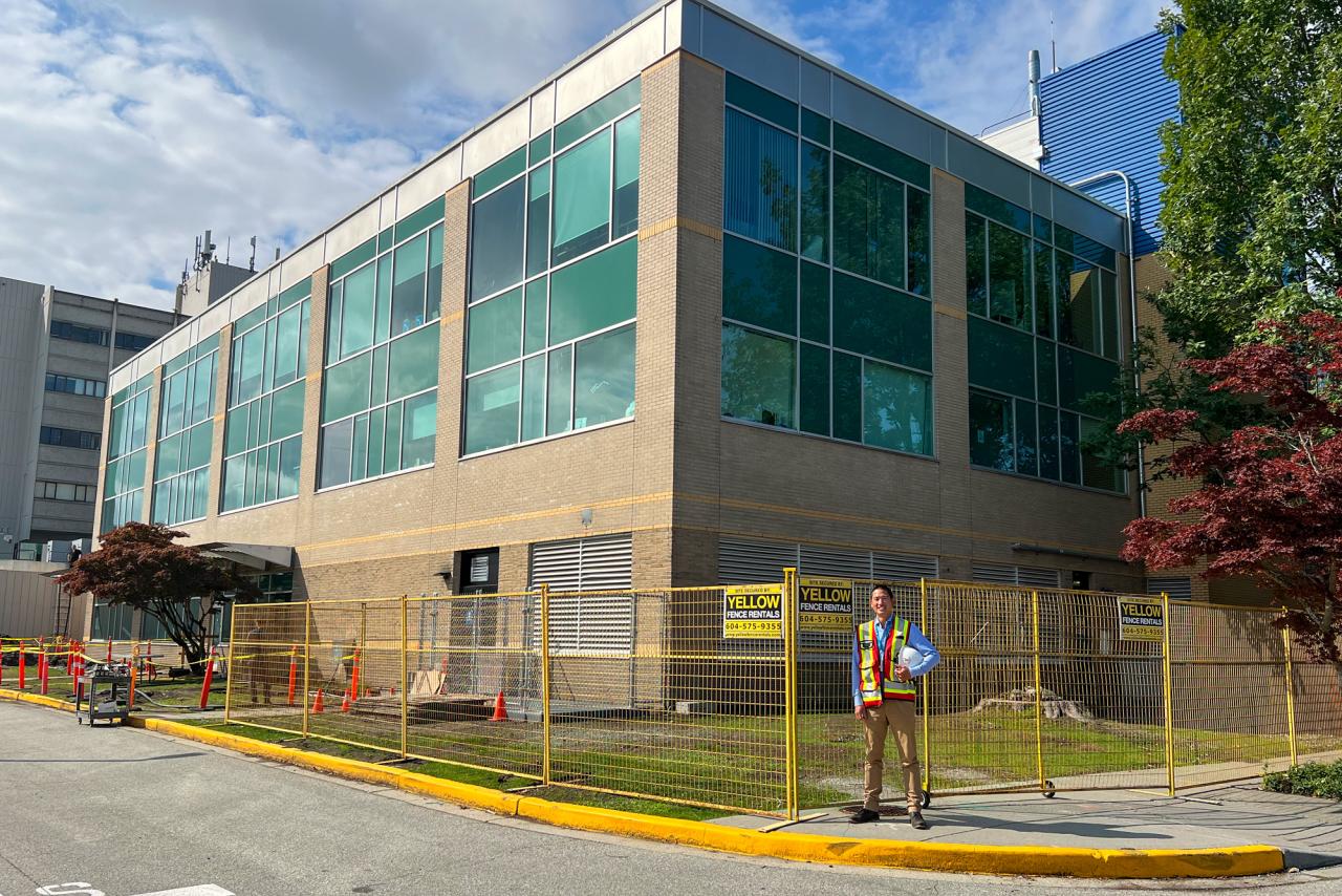 Steve standing in front of the future location of the UBC Faculty of Medicine Medical Education Centre at Richmond Hospital.