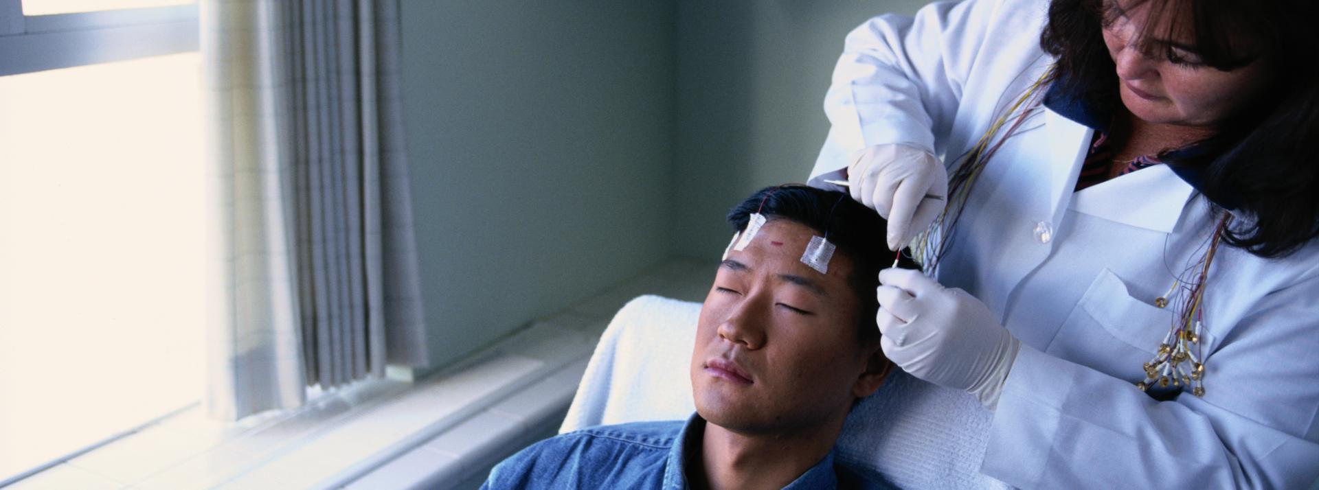 Patient going through an epilepsy monitoring session.