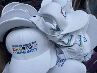 Staff and medical staff wore hats celebrating the 2SLGBTQIA+ community. 