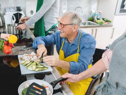 Senior man cooking