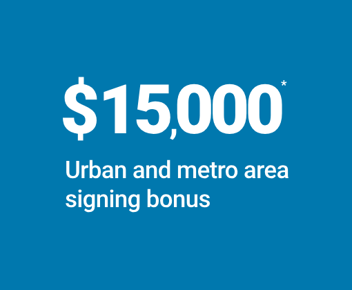 $15,000 urban and metro area signing bonus